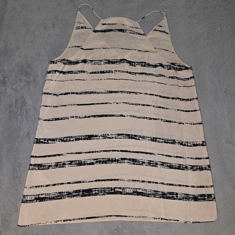 Vince Women Shadow Stripe Blush & Black Racerback Sleeveless Tank Top Size Small